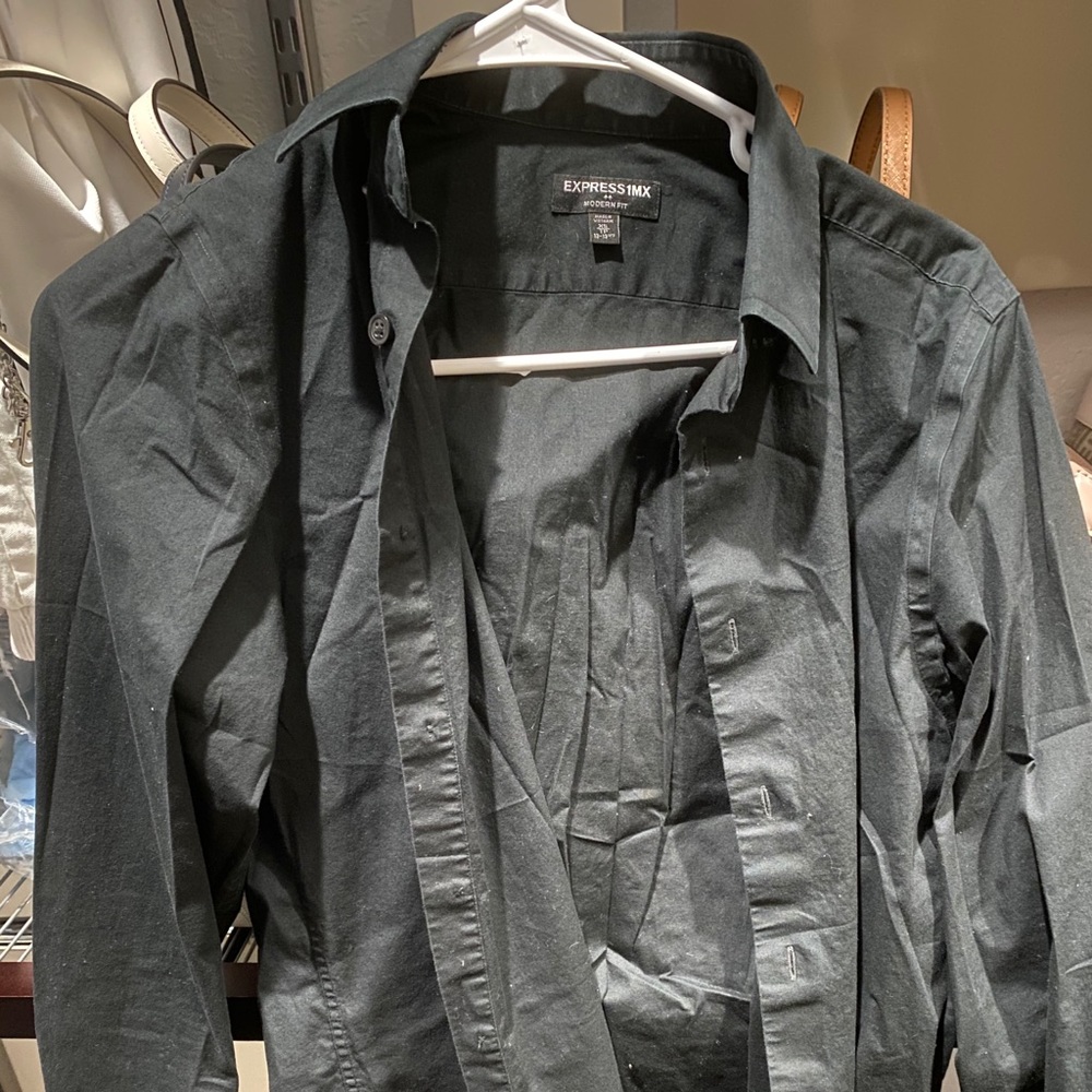 Express black long sleeve button up shirt
